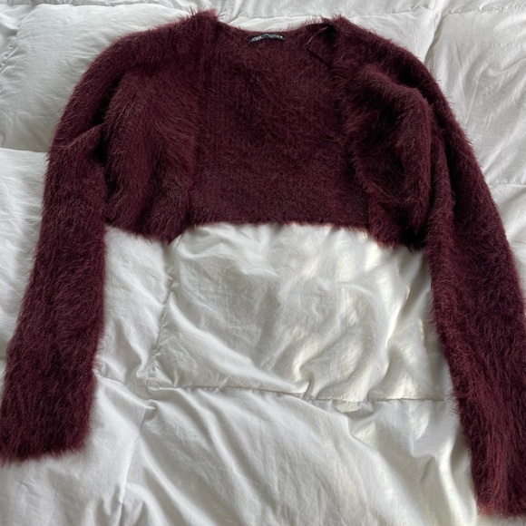 Two Piece Set: Fuzzy Sweater and Crop Top - Picture 3 of 4